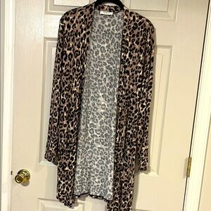 Zenana Outfitters Animal Print Cardigan Large
